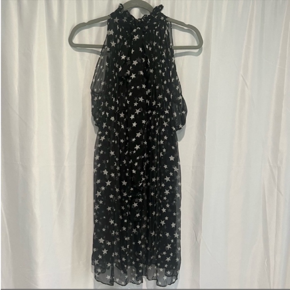 Agatha Garcia sleeveless back tie sheer dress with star print